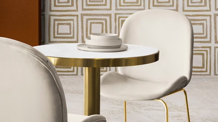 Bàn trà inox mạ vàng sang trọng