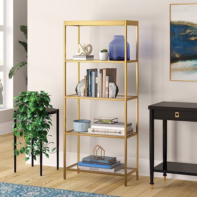 Kệ sách inox mạ vàng giúp lưu trữ và trưng bày sách