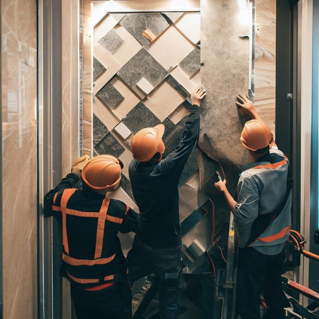 Thi công - Lắp đặt ốp đá thang máy gia đình