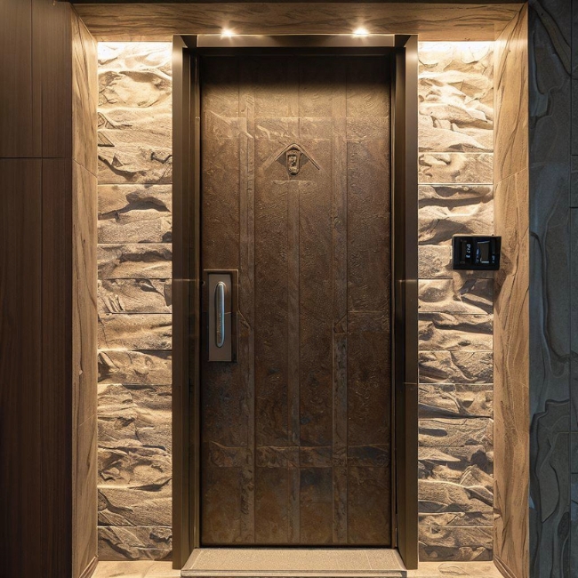 Ốp đá cửa thang máy gia đình