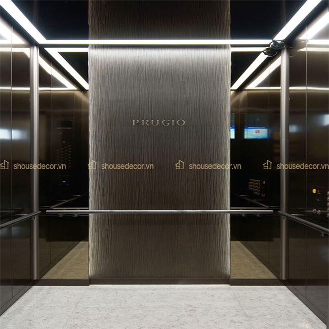 Ốp inox cabin thang máy đen lì sang trọng, giúp bảo vệ thang máy