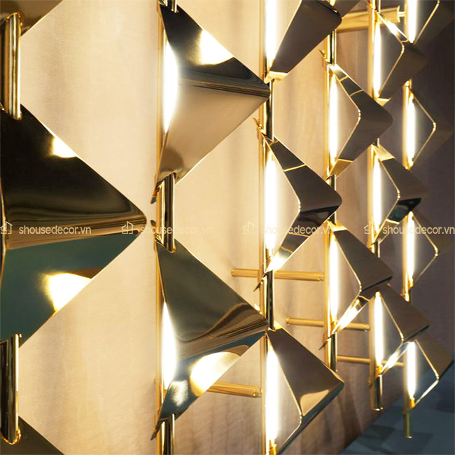 Tấm ốp inox vàng gương sáng bóng như mạ một lớp vàng 8K