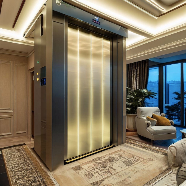Một bức ảnh thang máy gia đình liên doanh hiện đại và thanh lịch trong phòng khách