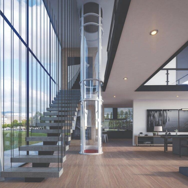 Mẫu thang máy kính gia đình