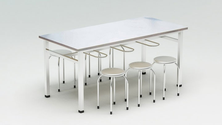 Bàn ghế là từ thanh inox vuông