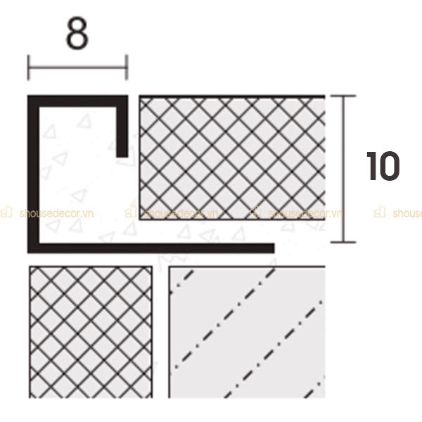Hình dạng của thanh nẹp inox chữ C10 - 10mm