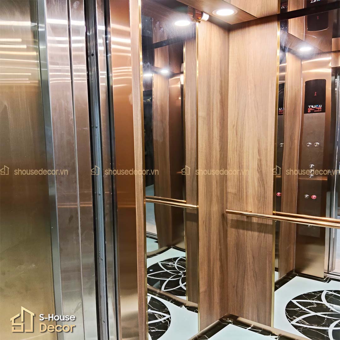 Tay vịn thang máy inox 304 tròn mạ vàng, hoàn thiện tinh xảo