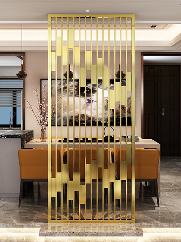 Vách CNC inox mạ vàng dạng hộp