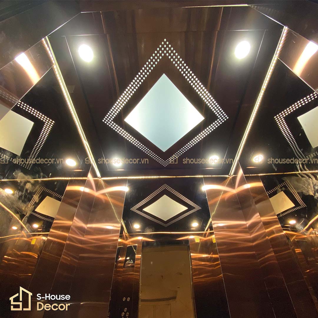 Ốp inox cabin thang máy đồng đỏ OCTM10 10 S-House Decor