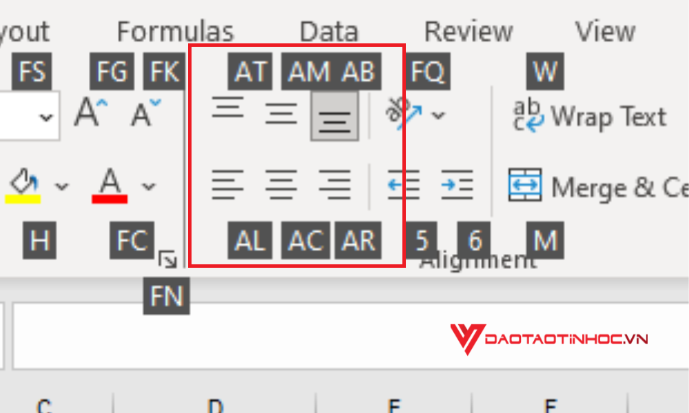 Cách căn chỉnh văn bản trong Excel bằng Phím tắt