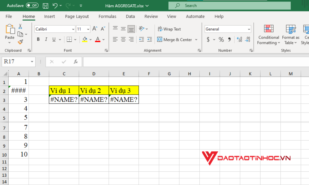 Cách sử dụng hàm AGGREGATE trong Excel