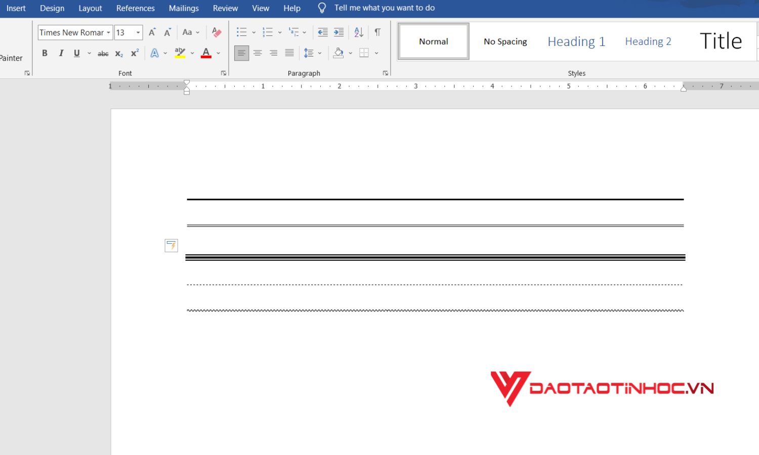 Cách tạo đường kẻ trong word bằng phím tắt