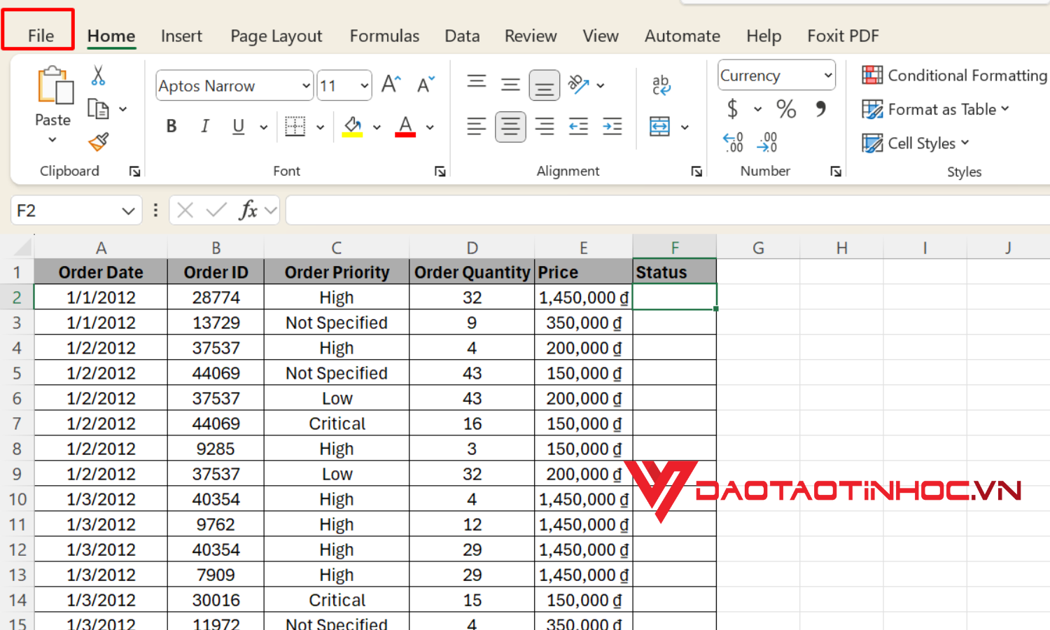 Mở thẻ File để thêm thẻ Developer tạo Checkbox