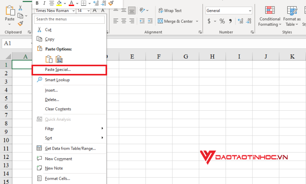 Cách chuyển file Word sang Excel bằng Paste Special - Bước 2