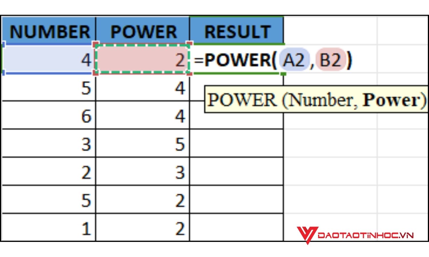 Cách sử dụng hàm Power - Vd1
