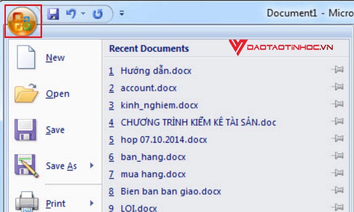 Cách sửa lỗi dính chữ trong word bước 1
