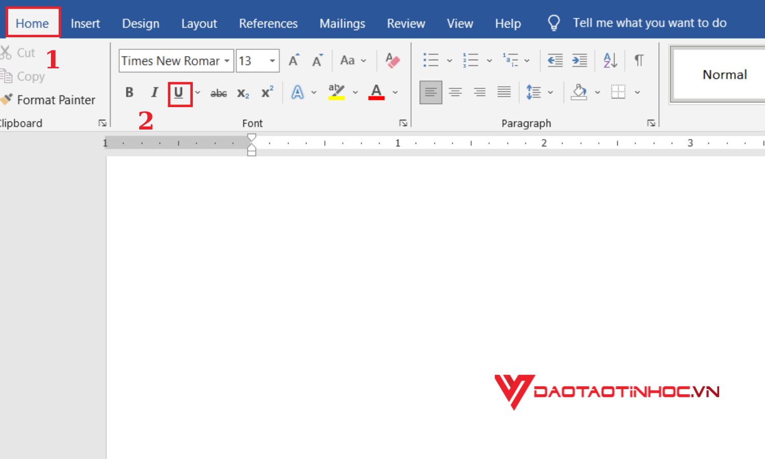 Cách tạo đường kẻ trong word bằng phím Tab - bước 1