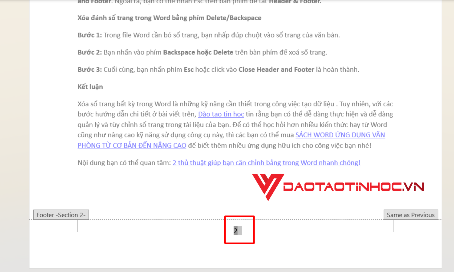 Bôi đen số trang và bấm Delete để thực hiện lệnh xóa trang
