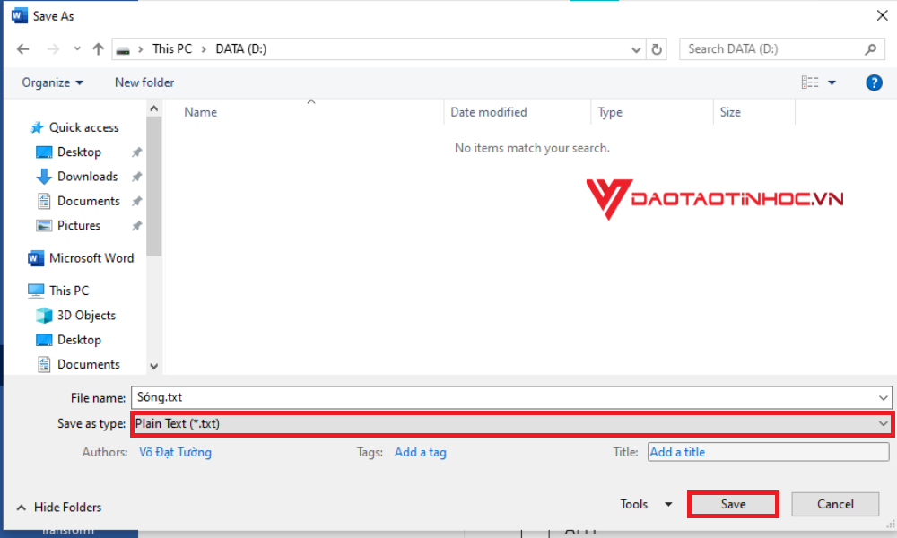 Cách chuyển file Word sang Excel bằng Plain Text - Bước 3