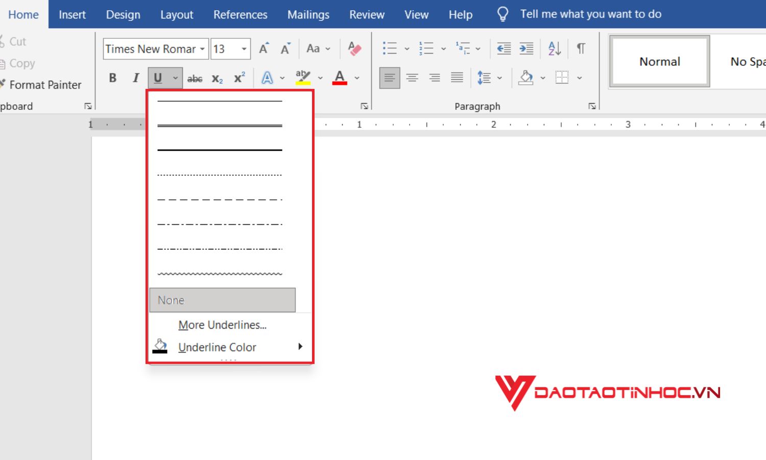 Cách tạo đường kẻ trong word bằng phím Tab - bước 2