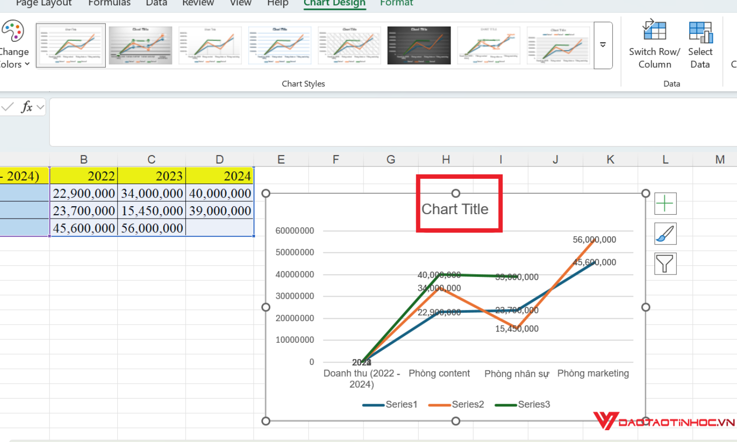 Cách vẽ biểu đồ đường - Bước 3