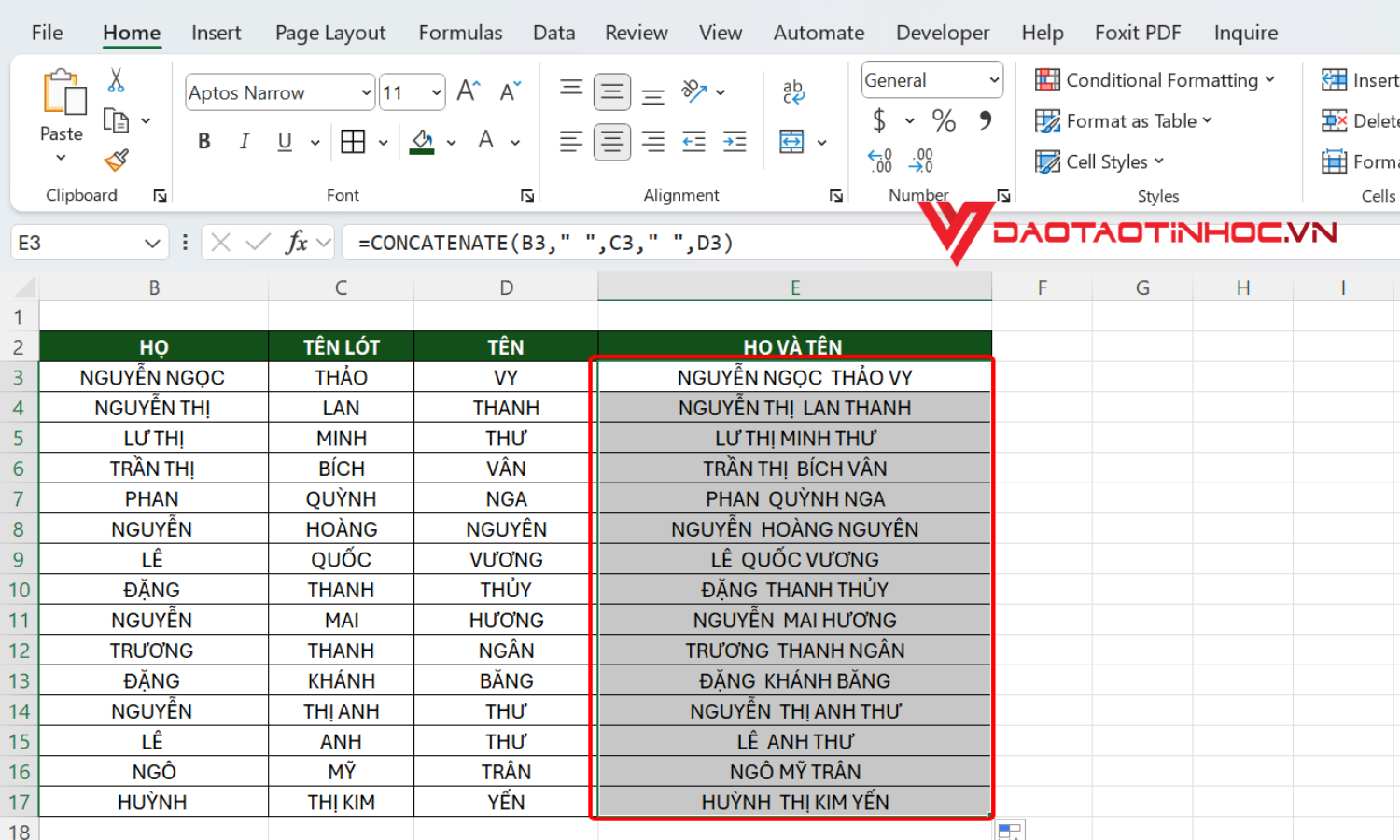 Nhấn đúp chuột để áp dụng định dạng cho những dữ liệu còn lại