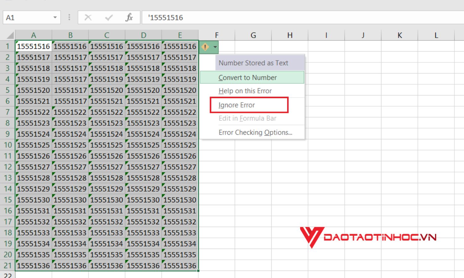Tắt dấu chấm than và không muốn chuyển text thành số
