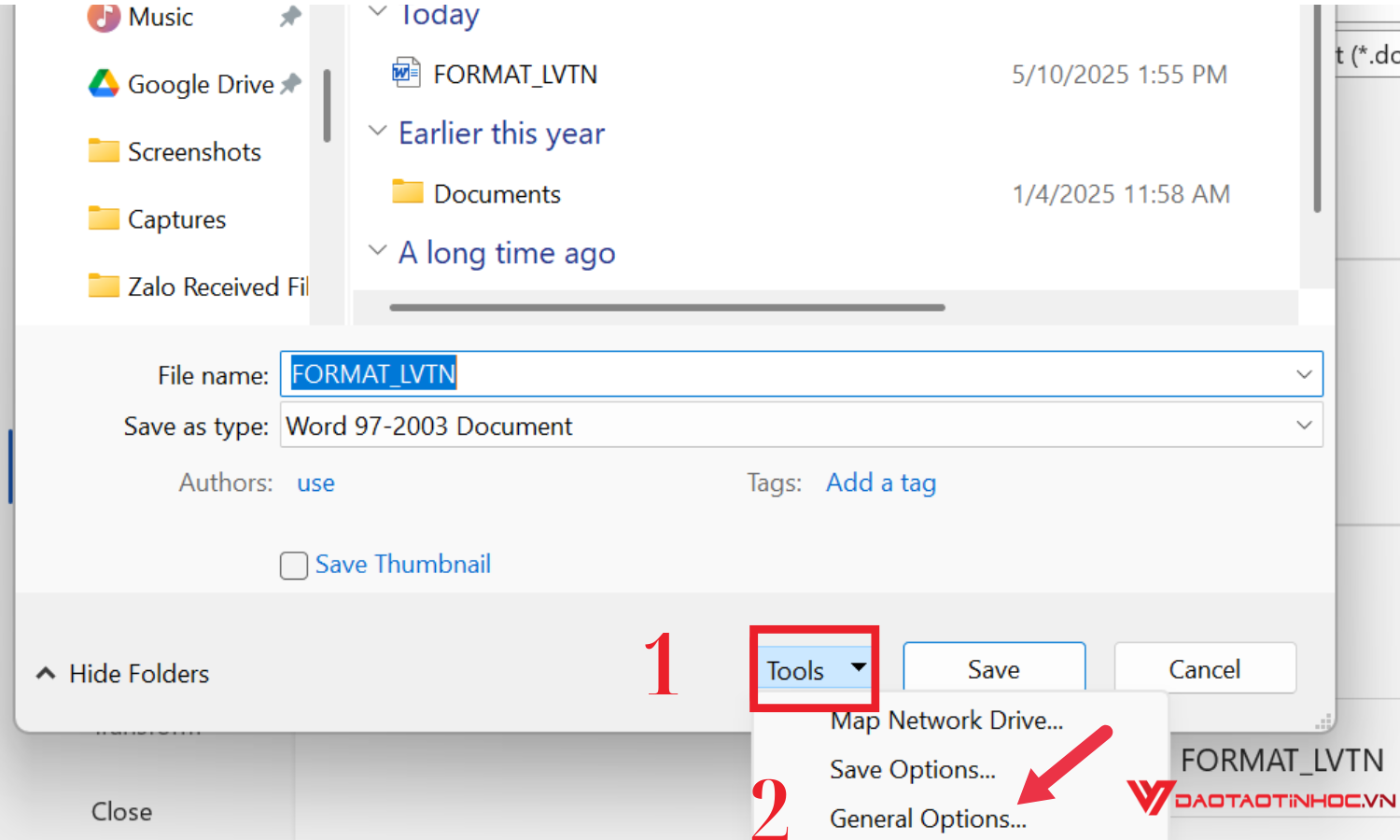 Hướng dẫn cách đặt mật khẩu file Word - bước 3