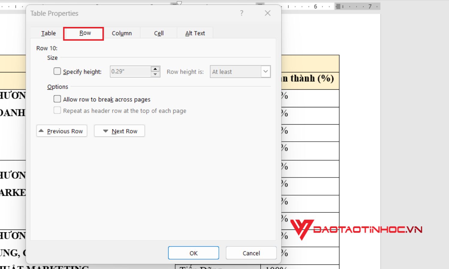 Cách khắc phục khi Word bị nhảy trang do chèn bảng - bước 2