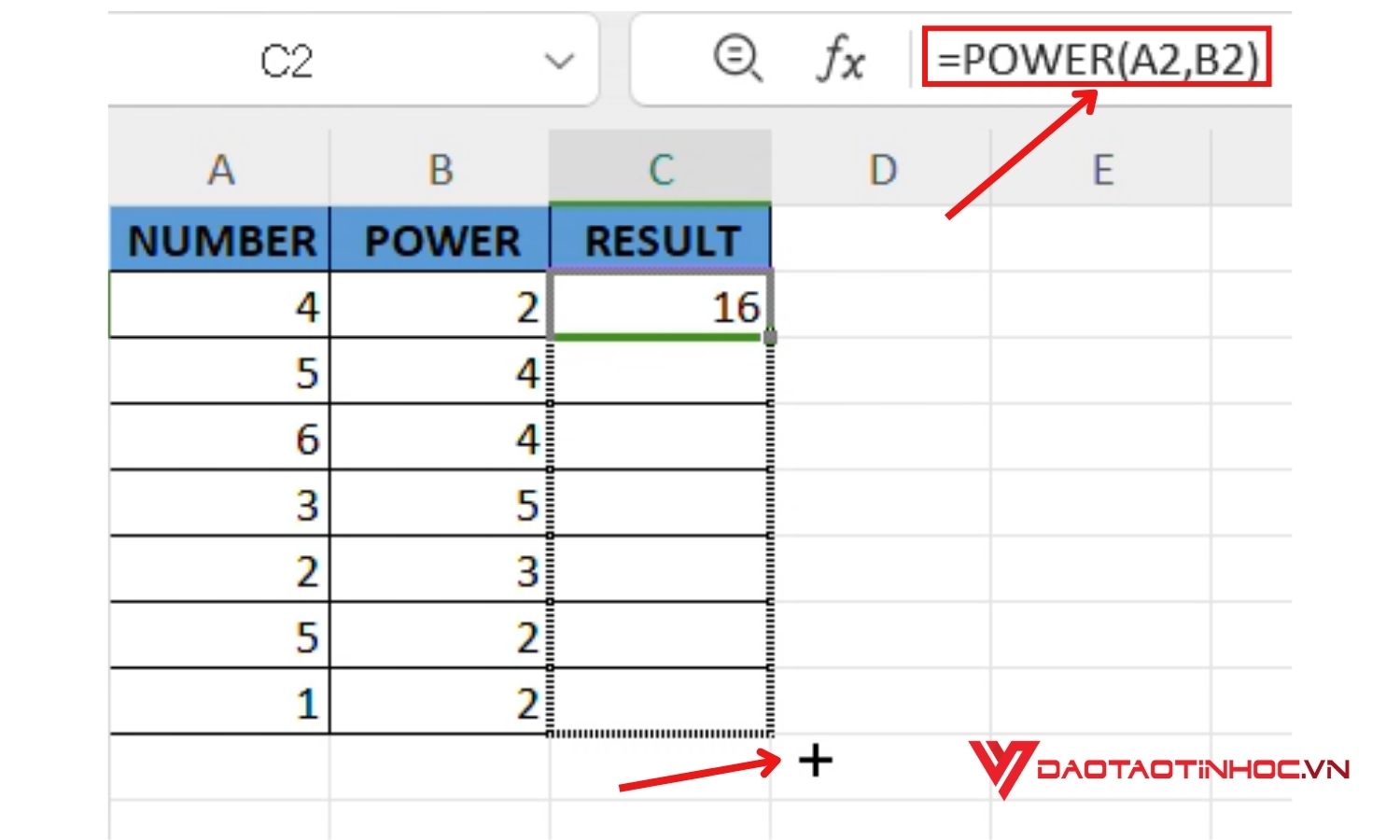 Cách sử dụng hàm Power - Vd2