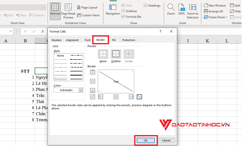 Cách tách ô bất kỳ trong Excel - Bước 2
