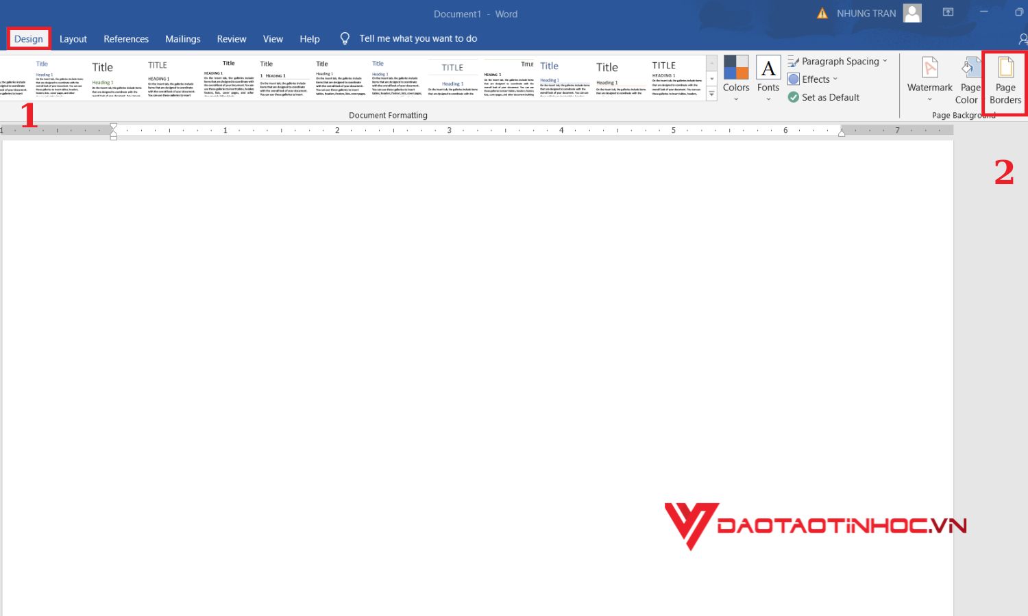 Cách tạo đường kẻ trong word bằng Borders - bước 1