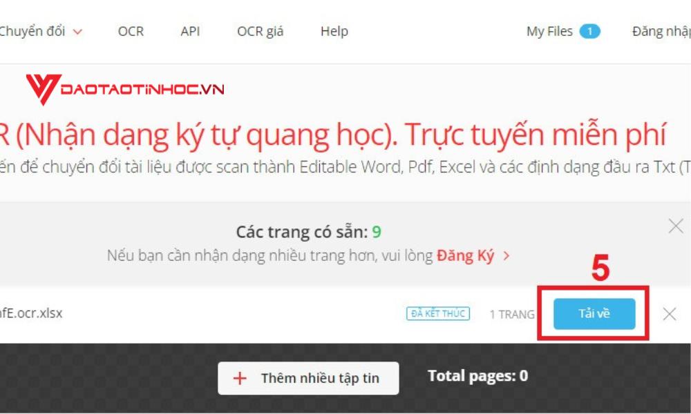 Chuyển file ảnh sang excel miễn phí - Convertio Bước 5