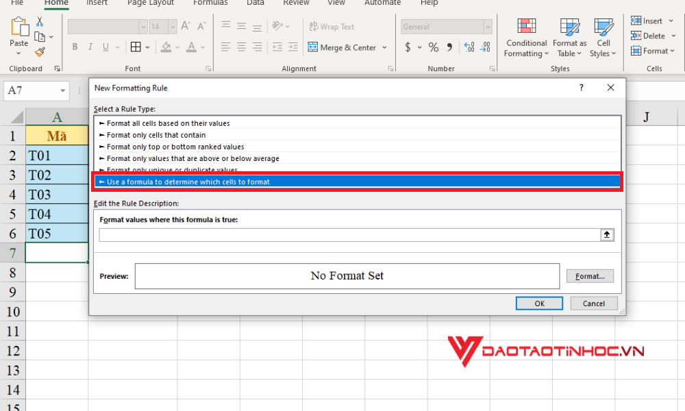 Dùng hàm MOD để đánh dấu các hàng - Bước 2