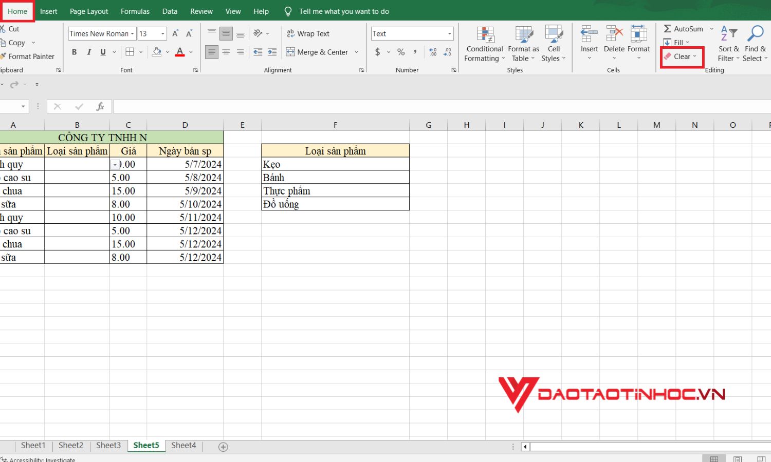 Cách loại bỏ tạo lựa chọn trong Excel - Bước 1