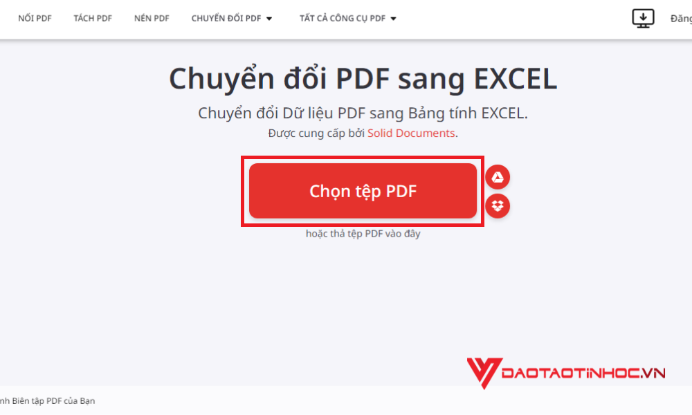 Chuyển file PDF sang Excel ILovePDF trực tuyến - Bước 1