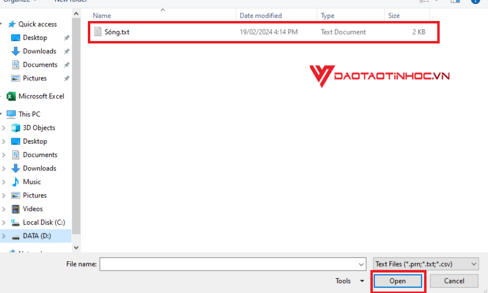 Cách chuyển file Word sang Excel bằng Plain Text - Bước 6