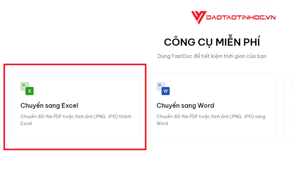 Chuyển file ảnh sang excel miễn phí - FastDoc Bước 2