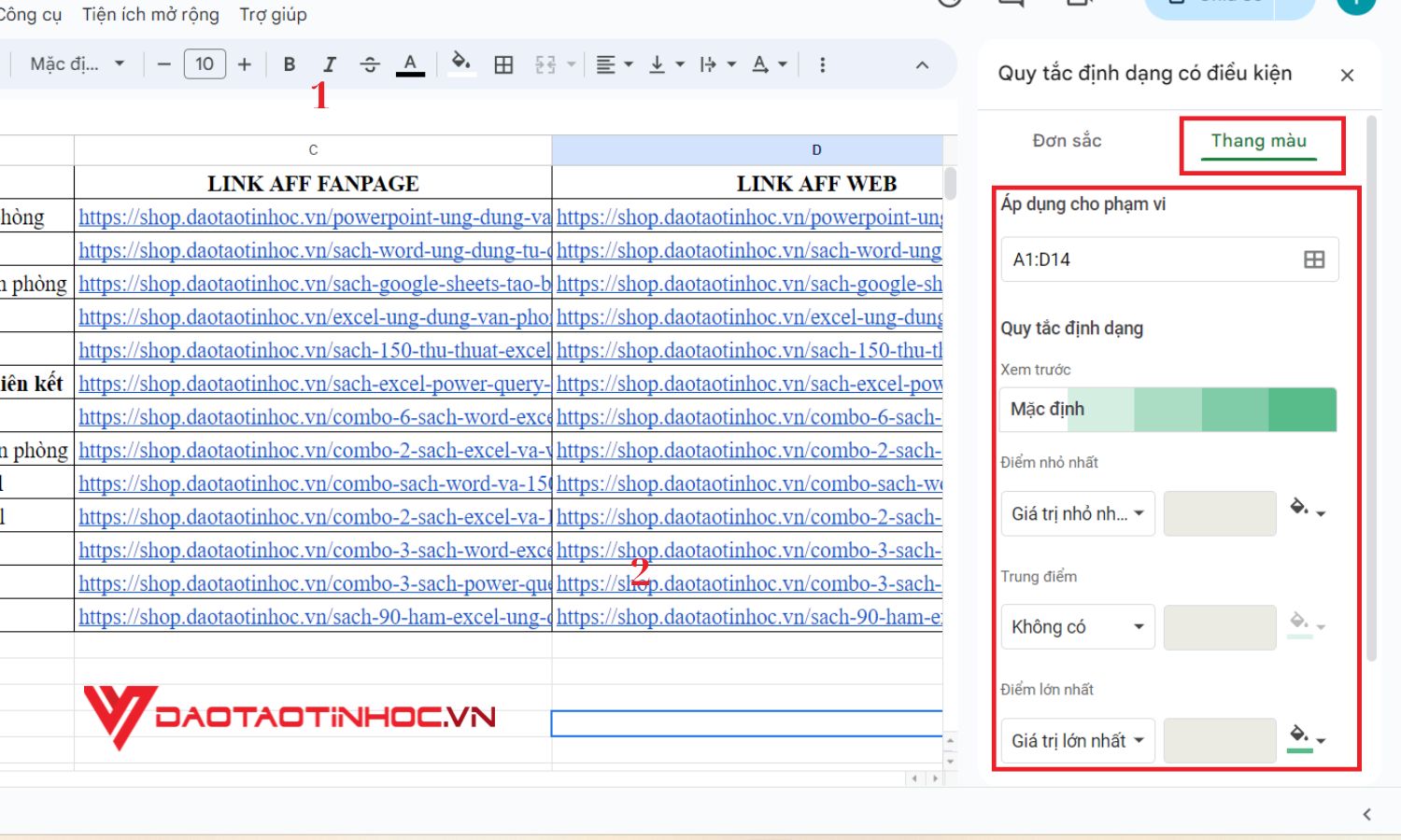 Conditional formatting trong google sheet nâng cao - Bước 4