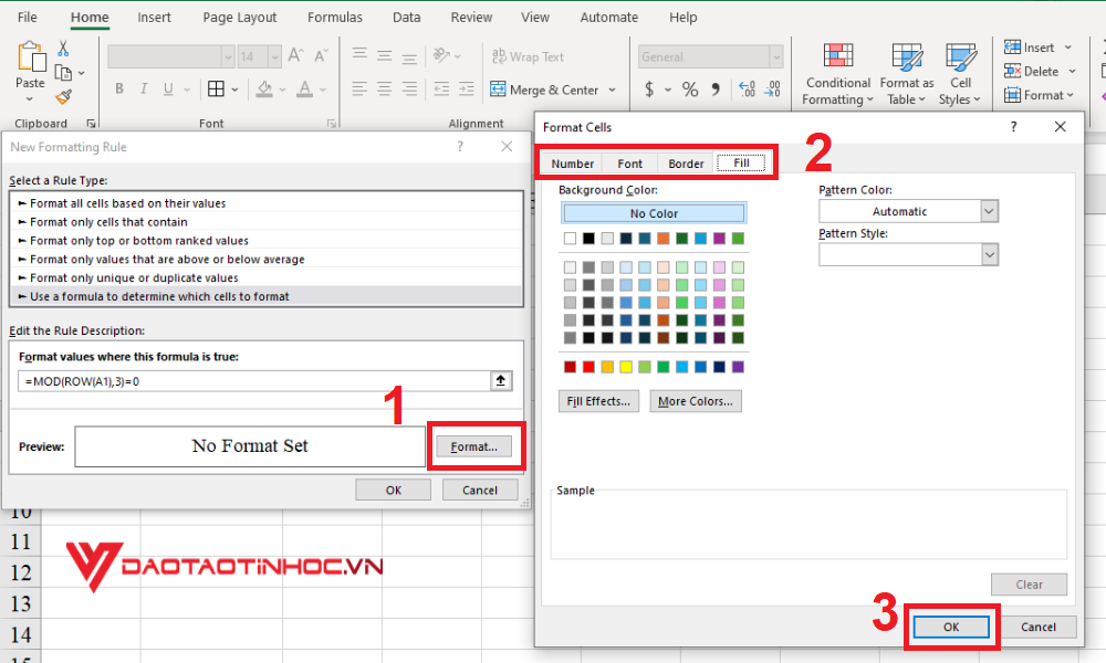 Dùng hàm MOD để đánh dấu các hàng - Bước 4