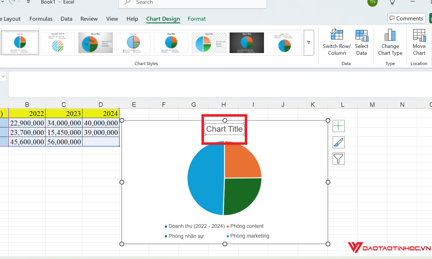 Cách vẽ biểu đồ tròn - Bước 3