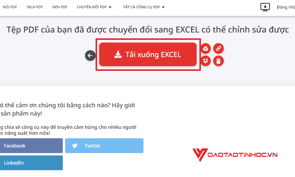 Chuyển file PDF sang Excel ILovePDF - Bước 3