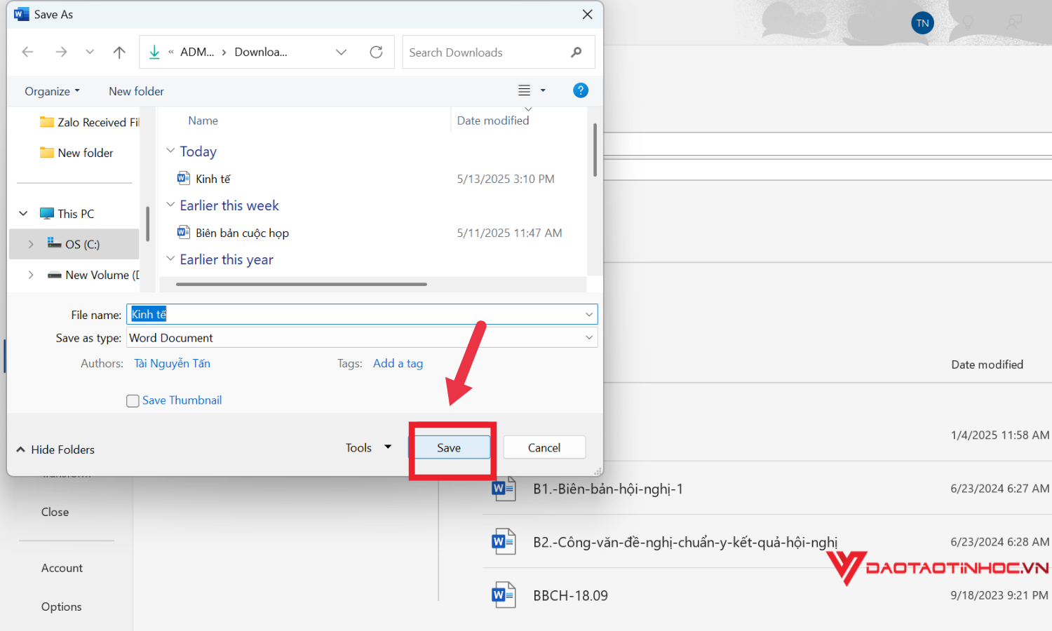 Nhấn Save hoàn thành đặt mật khẩu