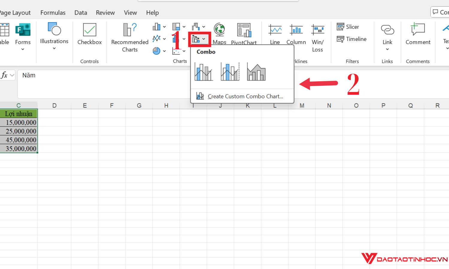 Cách vẽ biểu đồ nhiều dữ liệu - Bước 2