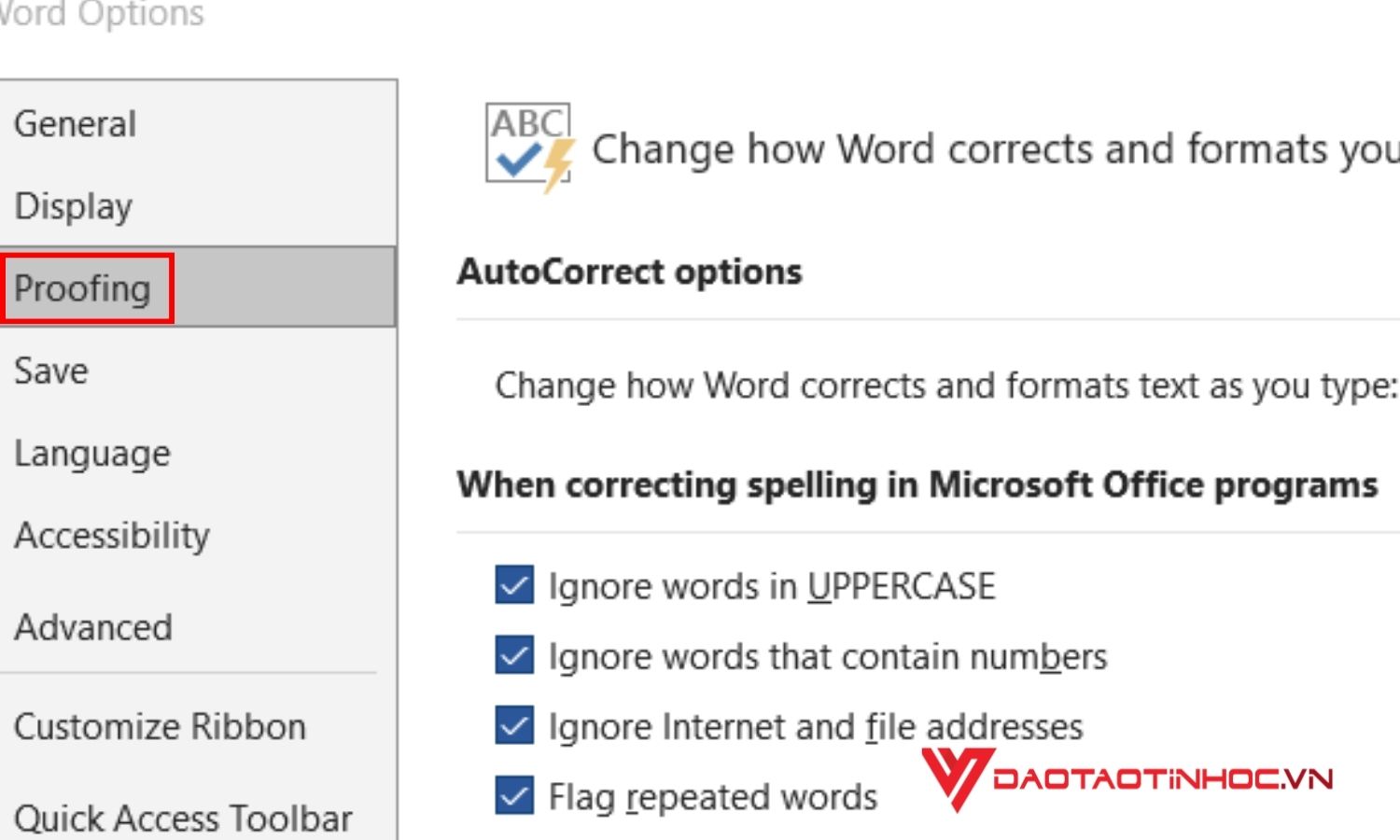 Cách sửa lỗi dính chữ trong word phiên bản 2010 trở đi bước 3