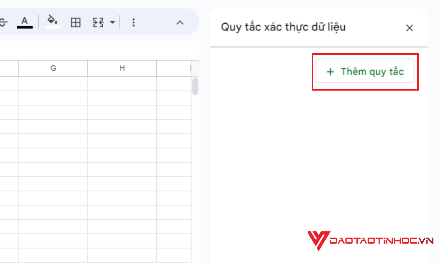 Cách tạo lựa chọn trong Google Sheet từ dữ liệu có sẵn - Bước 3