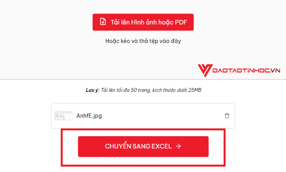 Chuyển file ảnh sang excel miễn phí - FastDoc Bước 4