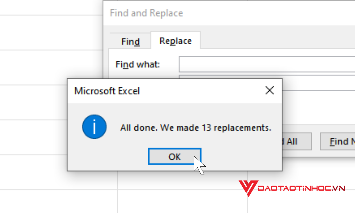 Nhấn OK để hoàn thành