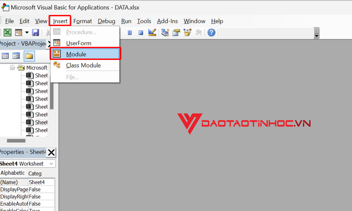 Tạo dấu Checkbox hàng loạt bằng code VBA - bước 2