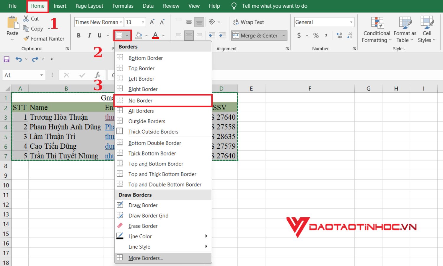 Xóa tất cả các đường viền cùng lúc - bước 2